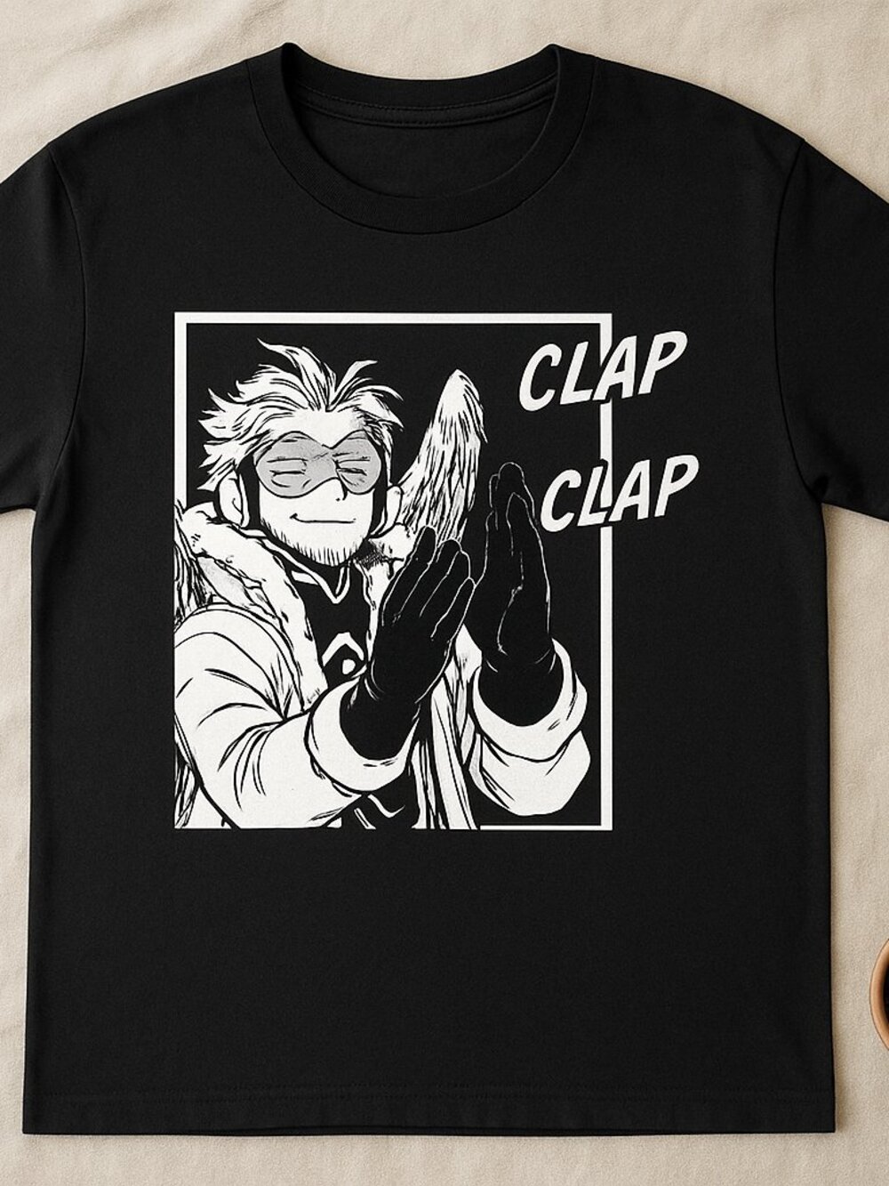 Funny Anime Angel Clap Clap Graphic T-Shirt Black Cartoon Streetwear